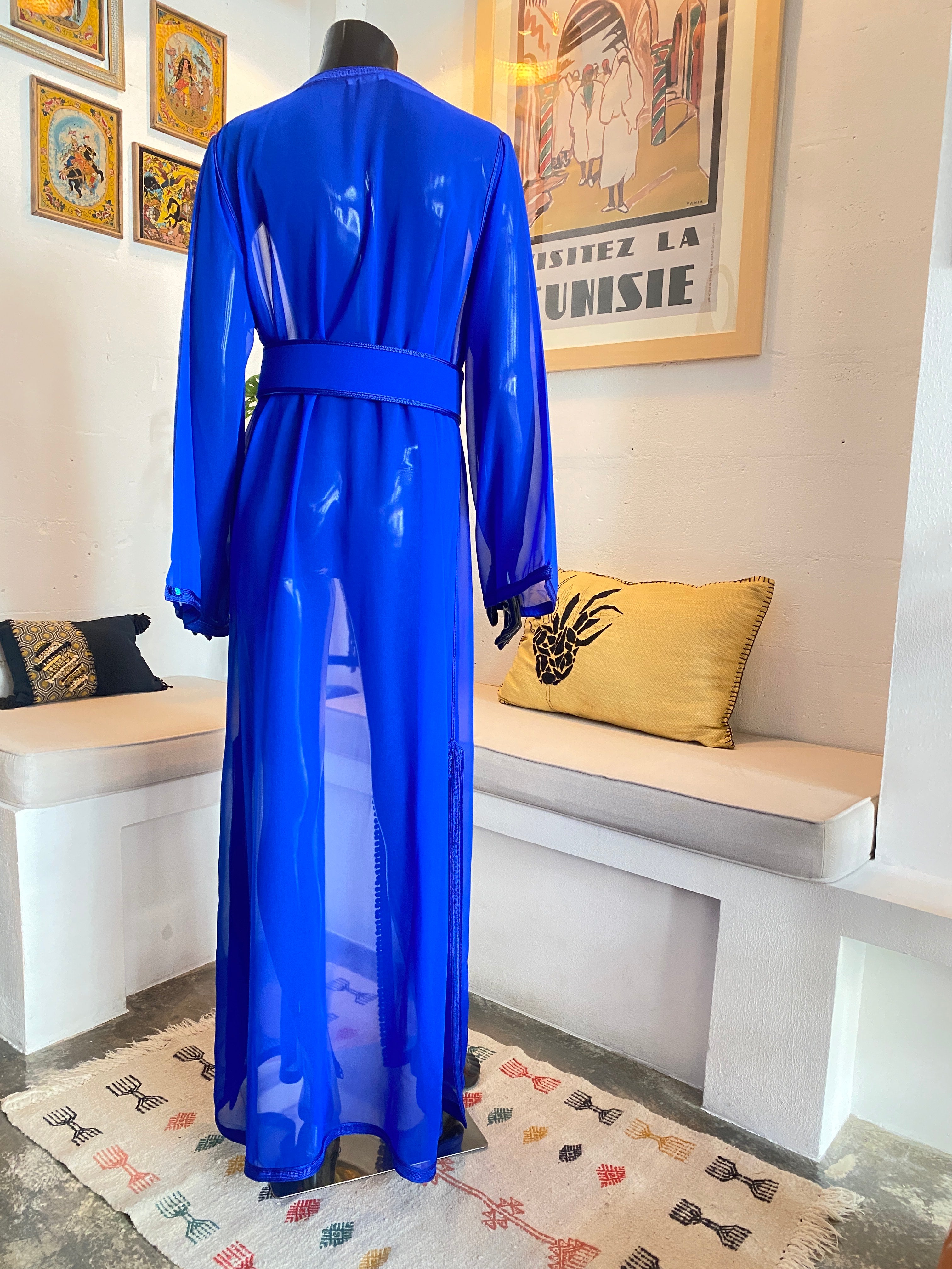 Caftan marocain bleu roi