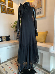 Robe Diana en lin à col montant – Édition noire transparente