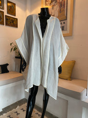 Ray Poncho – Caftan Court En Lin Ivoire