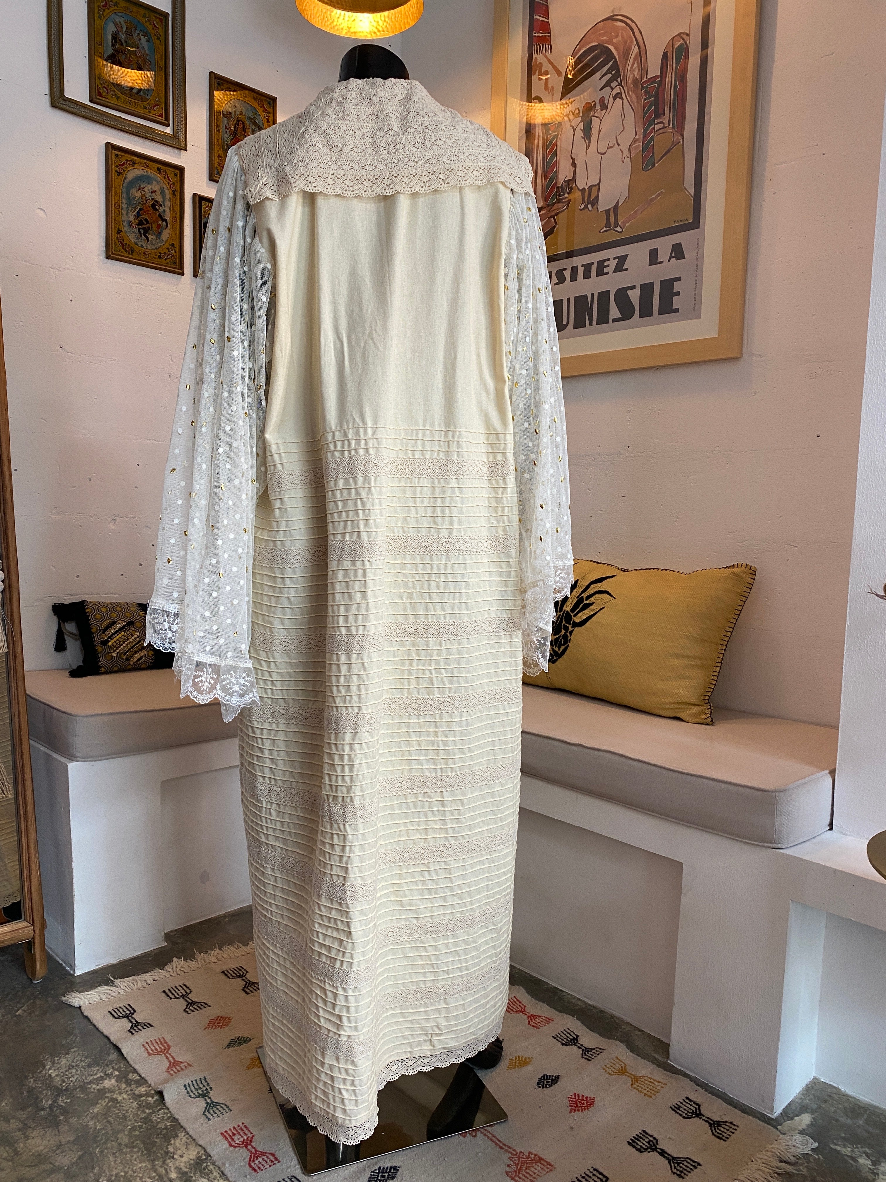 ROBE TUNIQUE BEIGE AVEC TEL