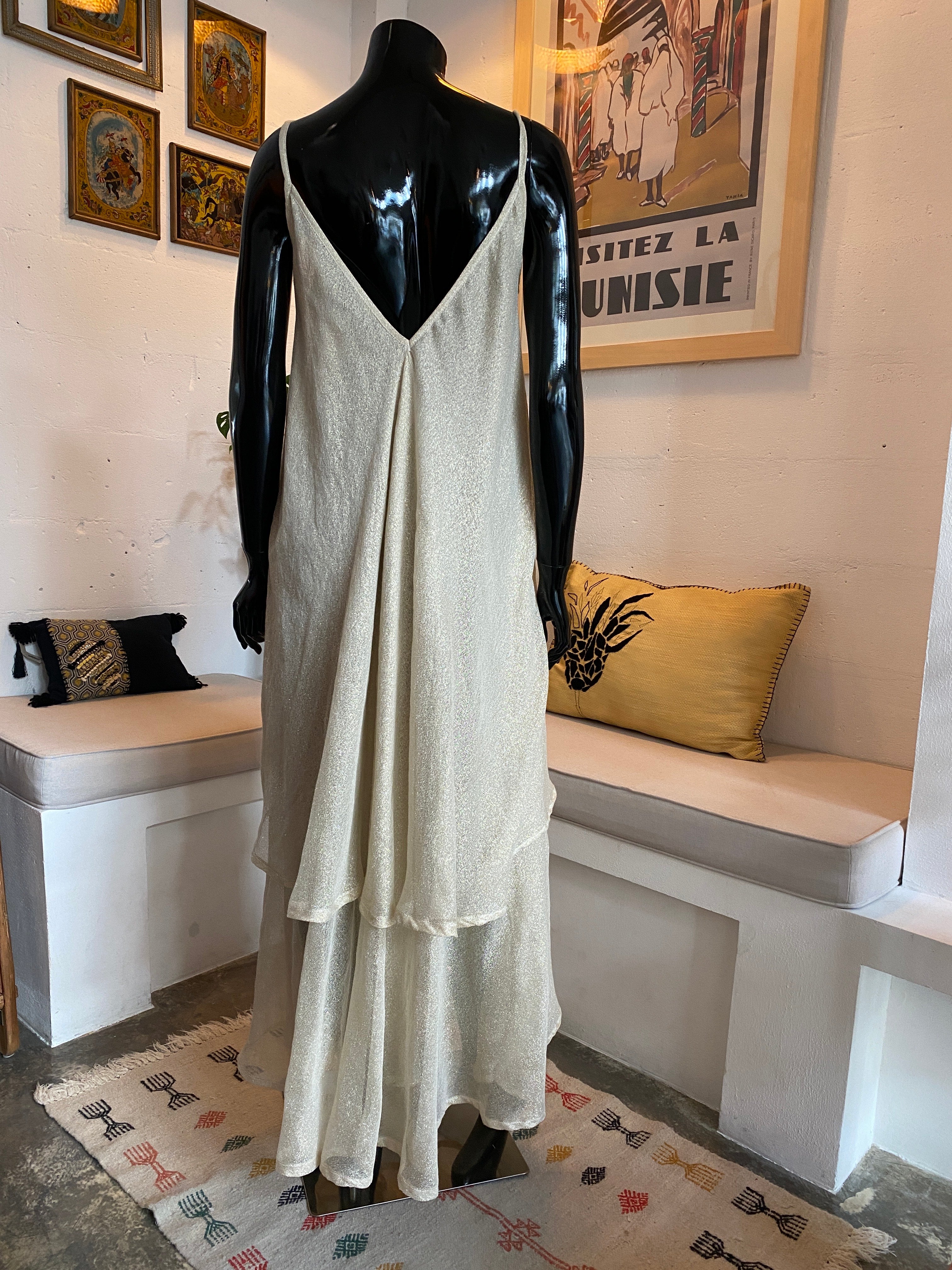 Robe scintillante à superpositions Sindbad – Édition lin doré