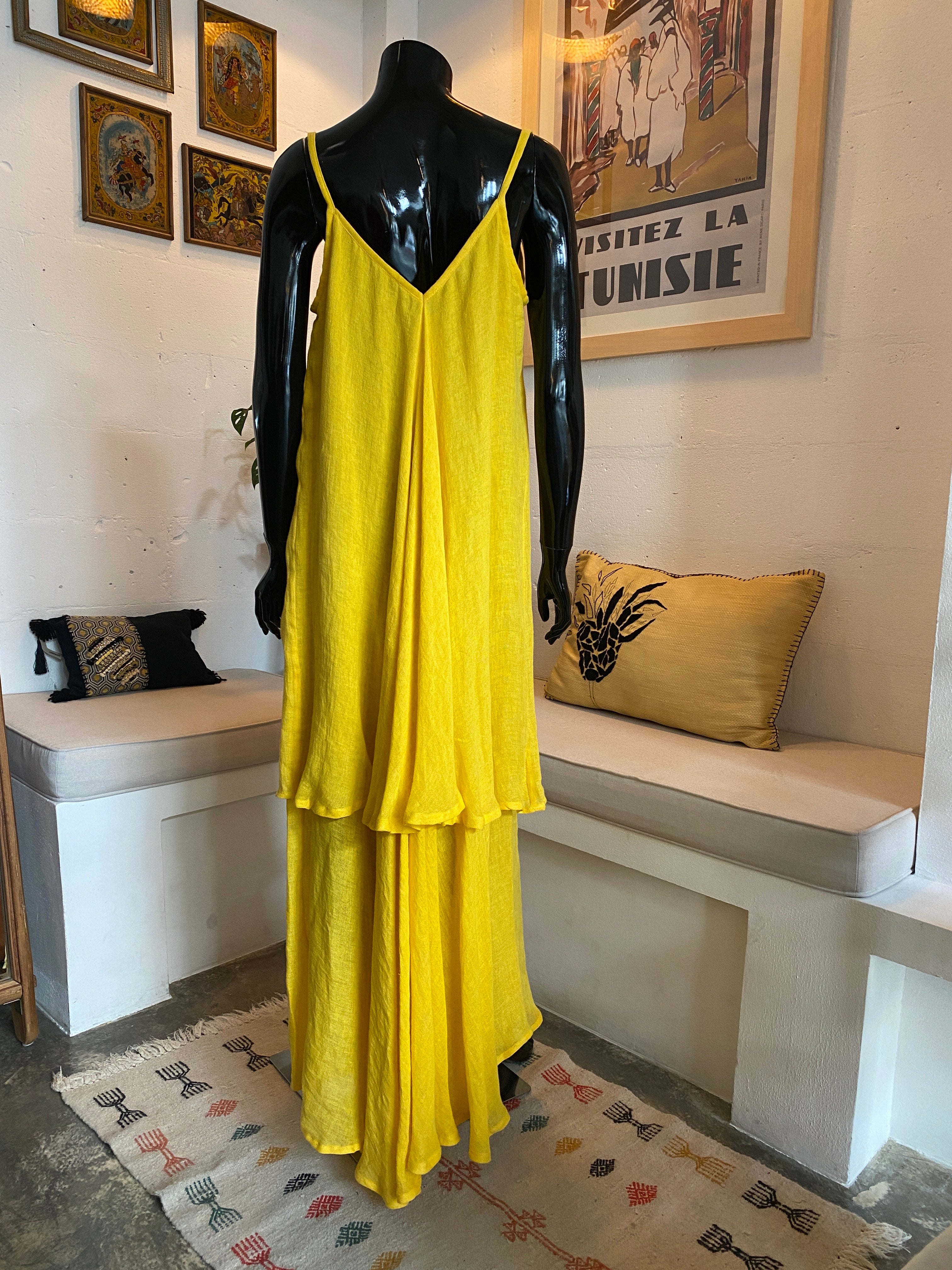 Robe en lin superposée Sindbad – Édition Jaune Radieux