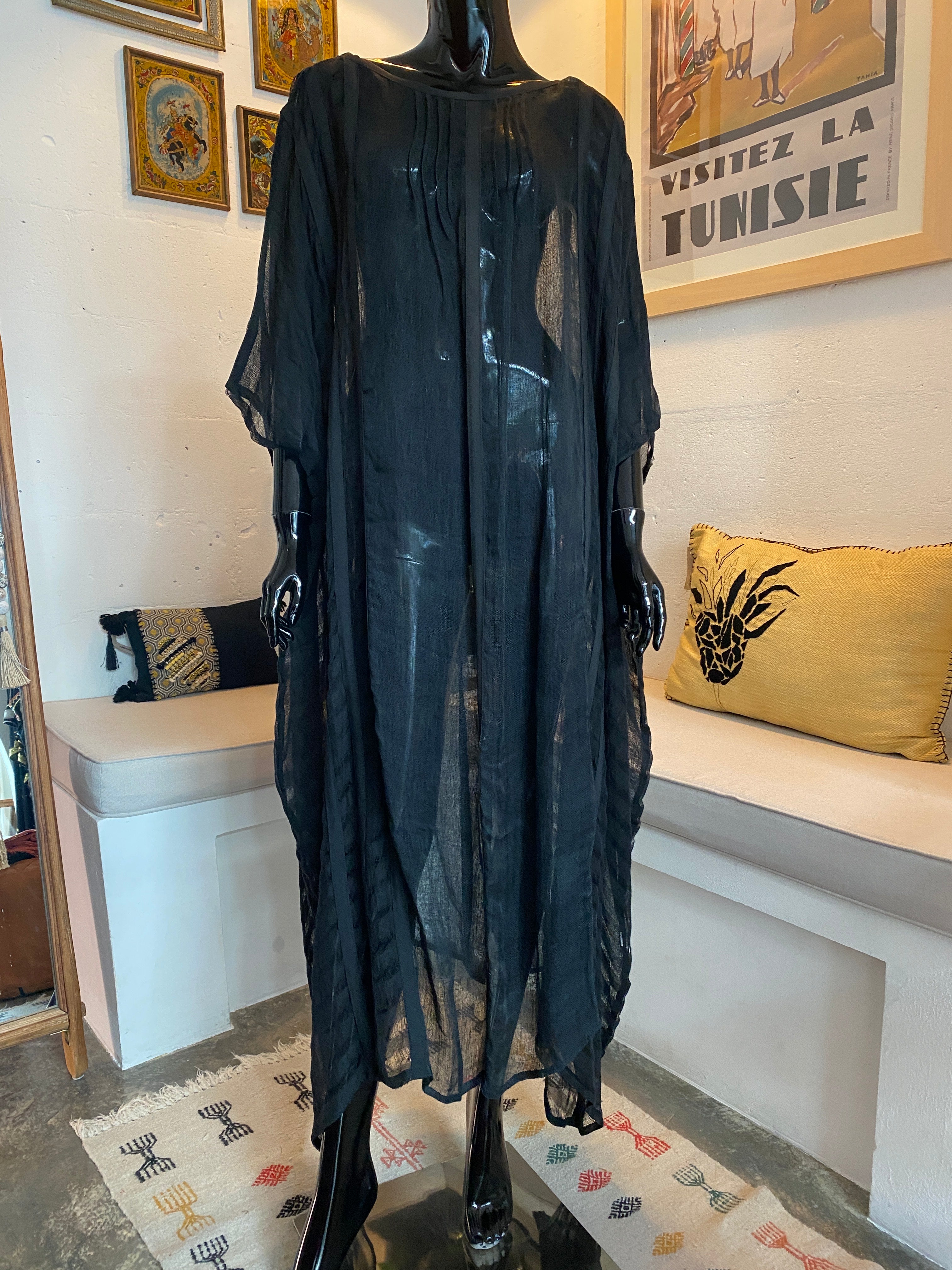 TALITHA CAFTAN – Black Artisanal Linen