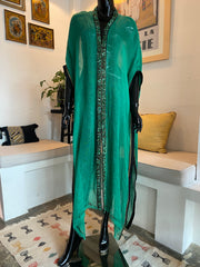 Voyage Linen Poncho – Emerald Embroidered Edition